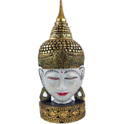 Guru-Shop Buddhafigur Stehende Buddha Maske, Thai Buddha Statue -.. weiß 24 cm x 61 cm x 10 cm