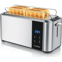 Arendo Toaster Langschlitz, Brötchenaufsatz, Wärmeisoliertes Gehäuse, Display, Touch, 2