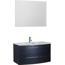 Badmöbel-Set MARLIN "3040", grau (anthrazit glanz, anthrazit glanz), B:90cm, Kastenmöbel-Sets, Breite 90 cm
