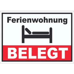 Ferienwohnung BELEGT Aufkleber A8 (52x74mm)