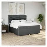 vidaXL Boxspringbett mit Matratze Dunkelgrau 180x200 cm Stoff