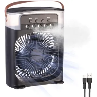Sichler Haushaltsgeräte USB-Tischventilator mit Ultraschall-Vernebler, Timer & Nachtlicht