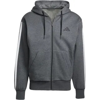 Adidas Herren Essential Three Stripes Fleece Hoodie, Dark Grey Heather/Black, L