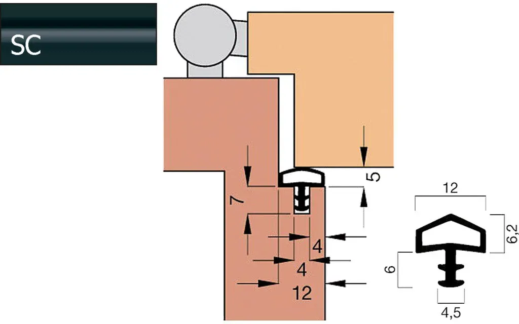 Türdichtung V 1004 Kurzbund -  schwarz