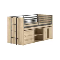 58 aufm Kessel Halbhochbett Keelia 90 x 200 cm Eiche braun