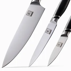 Zayiko 3er Messer-Set - Klingenlängen von 8,5 cm bis 20 cm I Scharfe Küchenmesser Set aus deutschem Edelstahl mit ABS Scharfes Profi-Kochmesser-Set mit Chefmesser, Allzweckmesser, Officemesser