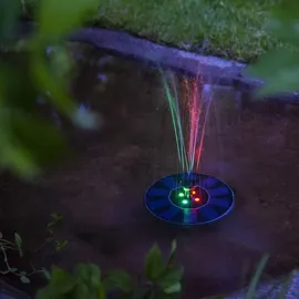 Star Trading 482-82 LED-Solar-Wasserfontäne 'Fountain' Kunststoff, schwarz, RGB-LED, ca. 10x16 cm, 5 verschiedene Aufsätze, Akku, Dämmerungssensor,