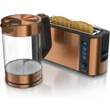 Arendo Frühstücksset, 2200W Wasserkocher / Edelstahl Kupfer - Naturbelassen/Kupfer