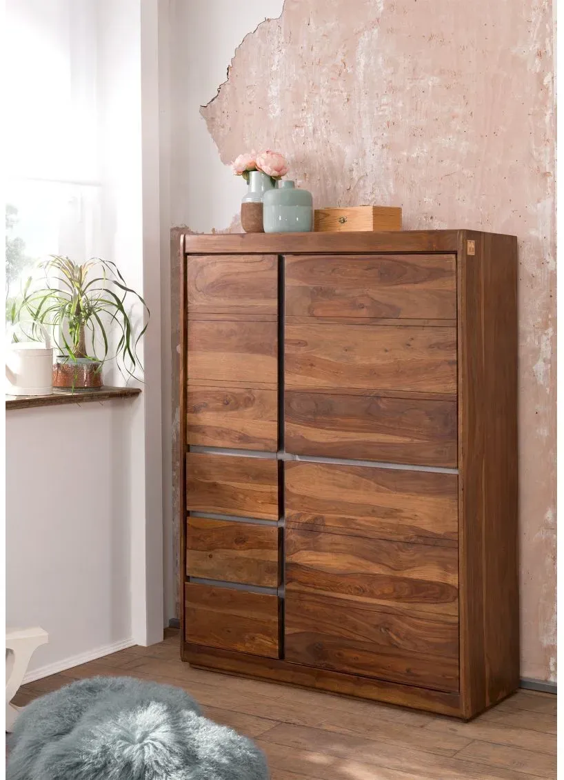 Highboard Sheesham 102x40x147 noble unique lackiert SYDNEY #102