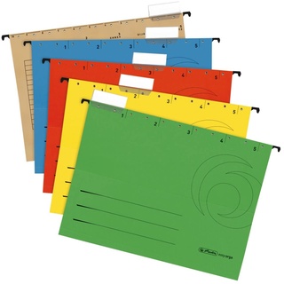 Herlitz 5874656 Hängemappe A4 UniReg farbig sortiert 5er Kraftkarton, 230 g/qm
