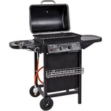 DEMA Gasgrill Louisiana 2+1 Gasgrillwagen 3 Flammen 8,7 kW 108x50x95 cm - Schwarz