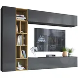 Mirjan24 Wohnwand, Grau, Holzwerkstoff, 224x160x33 cm, Wohnzimmer, Wohnwände, Wohnwand-Sets