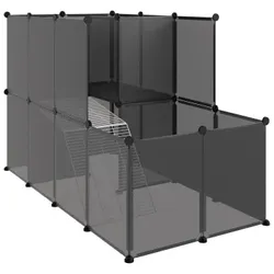 VidaXL Kleintierkäfig PP Stahl Freigehege Transparent/Schwarz schwarz 1,42 m, 74 cm, 93 cm