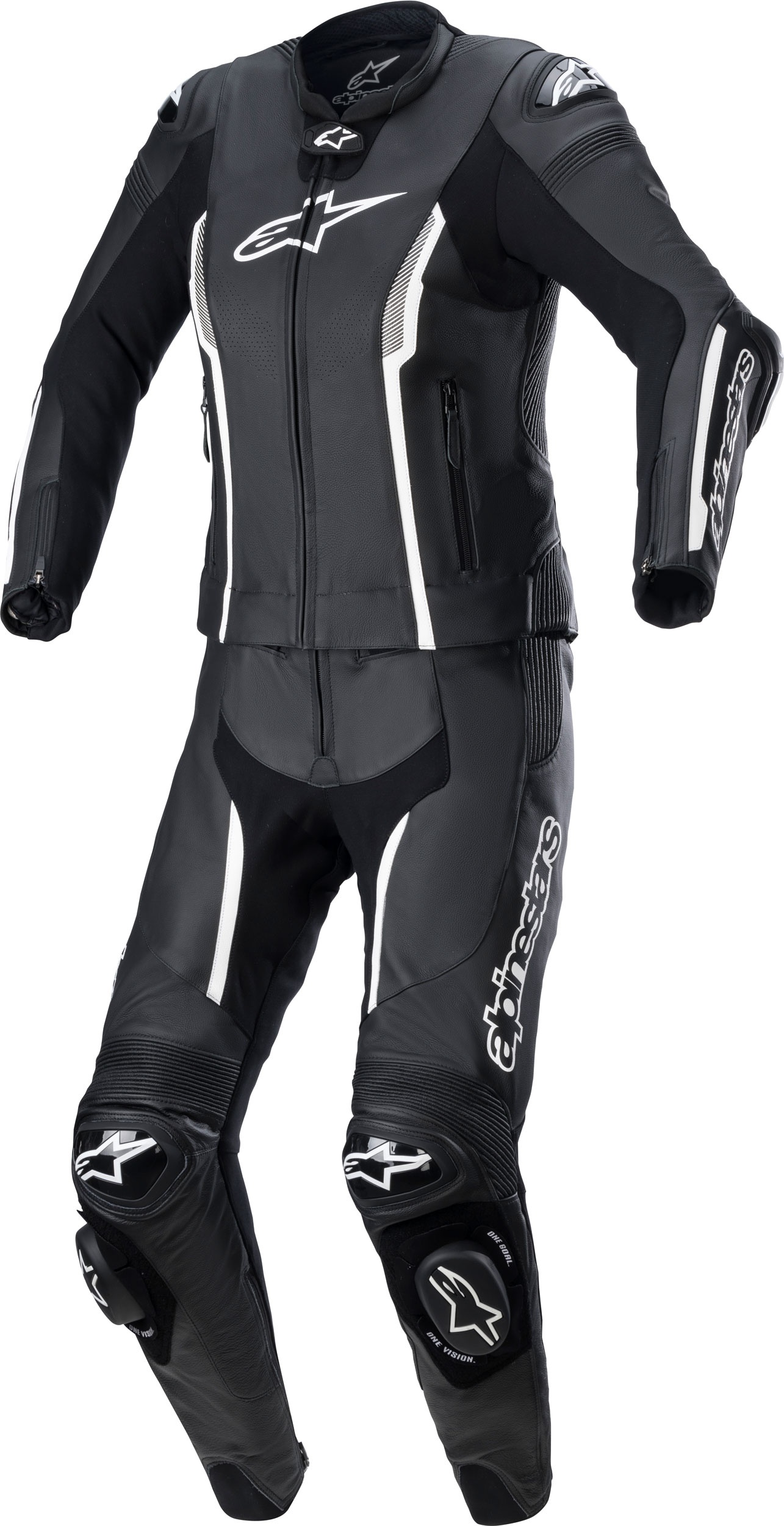 Alpinestars Stella Missile V2, costume en cuir 2pcs. femmes - Noir/Blanc - 44