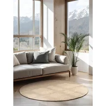 HANSE HOME Juteteppich für Wohnzimmer, Schlafzimmer, Esszimmer – Naturweiß Ivory, Ø 200cm