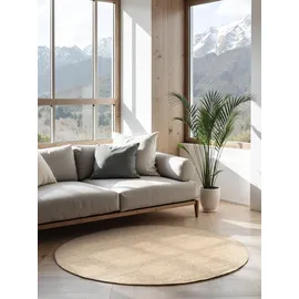 HANSE HOME Juteteppich für Wohnzimmer, Schlafzimmer, Esszimmer – Naturweiß Ivory, Ø 200cm