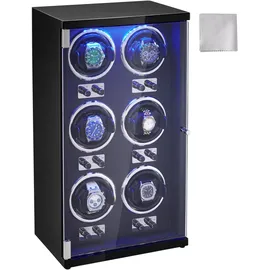 Vevor Uhrenbeweger, Automatik-Uhrenbeweger, Watch Winder, Uhrenbeweger für Automatikuhren, Automatischer Uhrenbeweger mit Platz für 6 Uhren, LED Bel