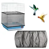 JEYORZY 1x Vogelkäfig Abdeckung, Einstellbar Vogelkäfig Abdeckung, Vogelkäfig Samenfänger, Schutznetz für Vogelkäfig, Papageien Nylon Mesh Geeignet für Käfige mit einem Umfang von 112-150cm, Schwarz-M