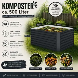 Vicco Komposter Anthrazit, 90 x 90 cm, Gartenzubehör, Gartenpflege, Gartengeräte