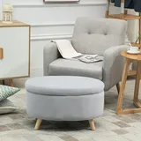 HOMCOM Sitzbank Polsterbank mit Stauraum Ovale Form Hocker Polyester Hellgrau