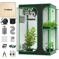 VIVOSUN Growzelt Komplettset 120x90x180cm, Grow Box Komplettset für Indoor Anbau, LED Vollspektrum Lampe VS1000, 100mm Belüftung, Temperatur- & Hygrometer, Grow Bags, Gartenschere & Timer