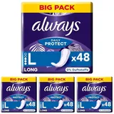 Always Daily Protect Slipeinlagen Damen, Long (48 Binden) Big Pack, ohne Duft, atmungsaktiv, flexibel (Packung mit 4)