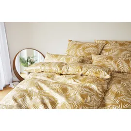 ELEGANTE Mako Satin Bettwäsche Maison Leaves - 135x200 cm + 80x80 cm gold,