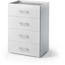 Dmora Schubladen Primula, Kommode mit 4 Schubladen für Schlafzimmer, Mehrzweckschrank für Büro oder Studio, 60x41h87 cm, Weiß