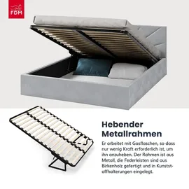 Fdm Polsterbett grau Holzwerkstoff, 140x200 cm Schlafzimmer, Betten, Polsterbetten