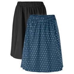 bonprix Jersey-Rock (2er Pack), blau, 40/42 (M), mit Baumwolle