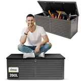 Gartenbox - Kissenbox - Auflagenbox - Truhe mit Deckel 390 L Aufbewahrungsbox - Schwarz