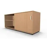 Schäfer Shop Select Sideboard, mit Schiebetür, abschließbar, Spanplatte, B 1600 x T 500 x H 663 mm, rechts anstellbar, Buche