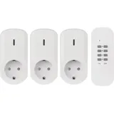 EMOS - 3er Set Funksteckdosen mit Fernbedienung - 3 Schuko-Steckdosen - 25m Reichweite - 230 V, 4,35 A, 1000 W - IP20 für Innenbereich - weiß