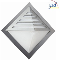 Albert Außenwandleuchte Typ Nr. 0220, Pyramide mit Dachblende, IP44, 34.5 x 34.5cm, E27 QA55 max. 57W, Edelstahl / Opalglas ALB-690220