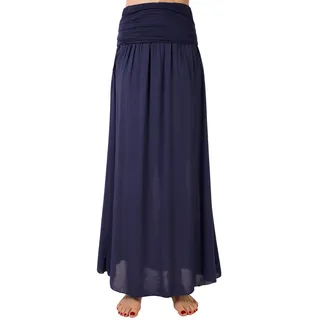 FASHION YOU WANT Damen Sommer Rock Größe 34/36 bis Größe 48/50 verfügbar Langer Maxirock Strandrock Sommerock lang Gürtel Amber Boho Retro Maxirock (36/38, dunkelblau) - 36-38