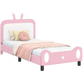 vidaXL Kinderbettgestell mit Kopfteil Rosa 80 x 200 cm PU