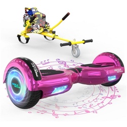 HITWAY Balance Scooter 6.5 Zoll Hoverboards Hoverkart Mit Sitz und Bluetooth und LED-Blitz, mit einem Go-Kart können Sie mehr Spaß haben. rosa