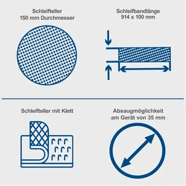 SCHEPPACH Band- und Tellerschleifer BTS800Vario Schleifmaschine mit LCD Display & stufenloser Vario Speed | 400W | klappbar | Schleifband 914x100mm | Ø150mm Klettschleifteller | inkl. Queranschlag