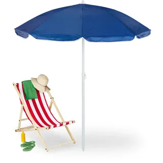 Relaxdays Sonnenschirm Ø 160 cm Blau