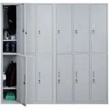 MCW Schließfach Preston T829, Schließfachschrank Wertfachschrank Spind, Metall 12 Fächer ~ grau
