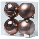 MARELIDA Christbaumkugeln Weihnachtskugeln bruchfest 10cm braun 4er Set