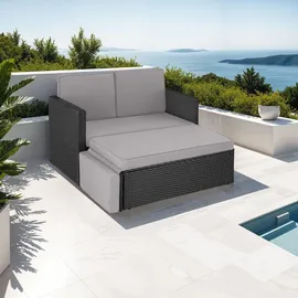 Tectake Korfu Rattan Lounge 2-Sitzer schwarz
