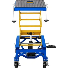 MSW Hebebühne Stahl 35-87 cm blau mit Rollen 150 kg