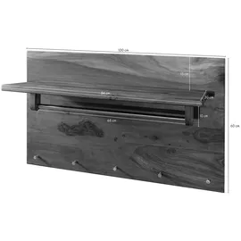 Massivmoebel24 Wandgarderobe Toronto 100 x 32 x 60 cm Kirsche