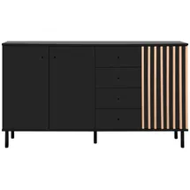 Die Möbelfundgrube Sideboard schwarz Artisan, Eiche - 4 Schubladen, 160 cm, - MONZA