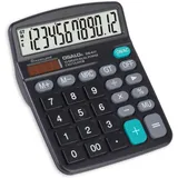 OSALO Tischrechner, 12-stelliger Tischrechner mit großem LCD-Display und großen empfindlichen Tasten, Solarbatterie, Dual-Power, Standardfunktion für Büro, Zuhause, Schule, OS-837