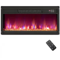 COSTWAY Elektrokamin, 26 Zoll Wandkamin 1500W mit Fernbedienung, 9H Timer schwarz 68.5 cm x 34 cm x 12 cm