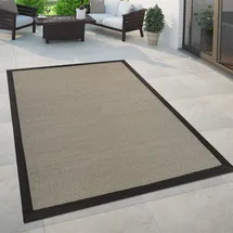 Paco Home In- & Outdoor Teppich Balkon Küchenteppich Sisal Optik Einfarbig Braun Schwarz, Grösse:80x150 cm