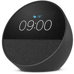 Amazon Echo Spot (2024), schwarz Smart Clock, Erinnerungen, Wetter, Timer und mehr. Lass dir Songtitel anzeigen und steuere einfach per Sprachbefehl