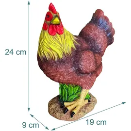 Relaxdays Gartenfigur Huhn 9 x 19 x 24 cm Braun/Gelb/Rot